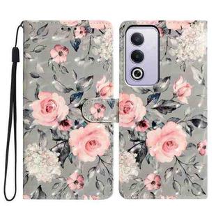 For OPPO A3 Pro 3D Pattern Leather Phone Case(Gray Base Flower)