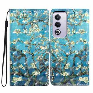 For OPPO A3 Pro 3D Pattern Leather Phone Case(Blue Base Apricot Flower)