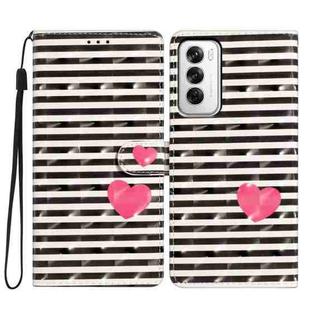 For OPPO Reno12 Global 3D Pattern Leather Phone Case(Striped Heart)