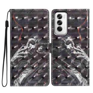 For OPPO Reno12 Global 3D Pattern Leather Phone Case(Skull)