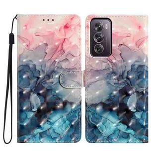 For OPPO Reno12 Pro Global 3D Pattern Leather Phone Case(3D Pink Blue Marble)