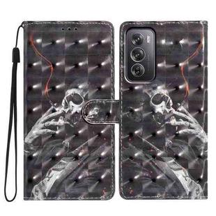 For OPPO Reno12 Pro Global 3D Pattern Leather Phone Case(Skull)