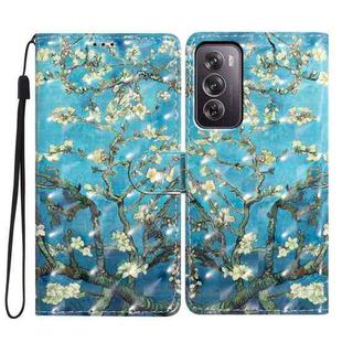 For OPPO Reno12 Pro Global 3D Pattern Leather Phone Case(Blue Base Apricot Flower)