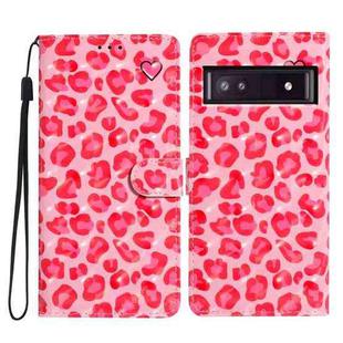For Google Pixel 8A 3D Pattern Leather Phone Case(Pink Leopard Print)