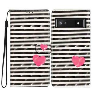 For Google Pixel 8A 3D Pattern Leather Phone Case(Striped Heart)