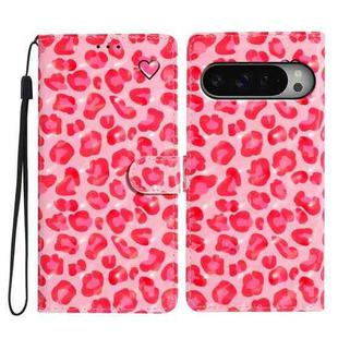 For Google Pixel 9 / 9 Pro 3D Pattern Leather Phone Case(Pink Leopard Print)