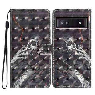 For Google Pixel 9A 3D Pattern Leather Phone Case(Skull)