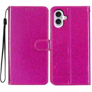 For iPhone 16 Plus Glitter Powder Flip Leather Phone Case(Rose Red)