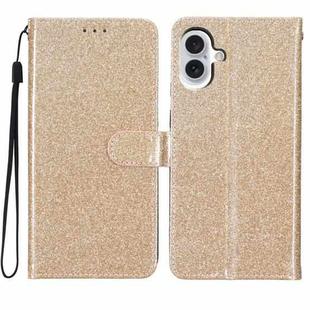 For iPhone 16 Plus Glitter Powder Flip Leather Phone Case(Gold)