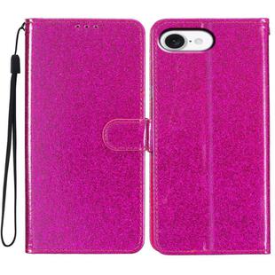 For iPhone 16e Glitter Powder Flip Leather Phone Case(Rose Red)
