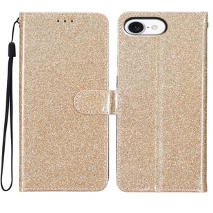 For iPhone 16e Glitter Powder Flip Leather Phone Case(Gold)