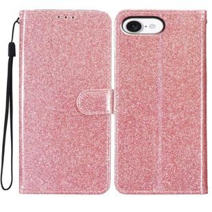 For iPhone 16e Glitter Powder Flip Leather Phone Case(Rose Gold)