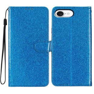 For iPhone 16e Glitter Powder Flip Leather Phone Case(Blue)