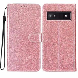 For Google Pixel 8A Glitter Powder Flip Leather Phone Case(Rose Gold)