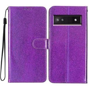 For Google Pixel 8A Glitter Powder Flip Leather Phone Case(Purple)