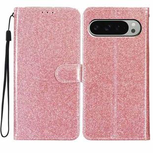 For Google Pixel 9 / 9 Pro Glitter Powder Flip Leather Phone Case(Rose Gold)