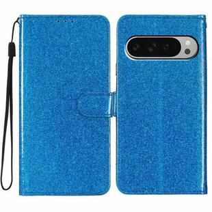 For Google Pixel 9 / 9 Pro Glitter Powder Flip Leather Phone Case(Blue)