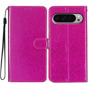 For Google Pixel 9 Pro XL Glitter Powder Flip Leather Phone Case(Rose Red)