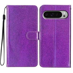 For Google Pixel 9 Pro XL Glitter Powder Flip Leather Phone Case(Purple)