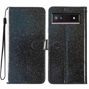 For Google Pixel 9A Glitter Powder Flip Leather Phone Case(Black)