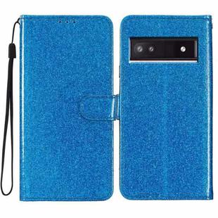 For Google Pixel 9A Glitter Powder Flip Leather Phone Case(Blue)