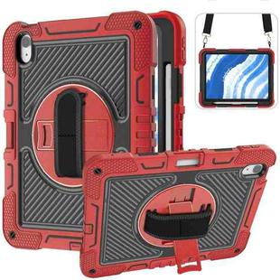 For iPad Air 11 2024 / Air 2022 10.9 360 Degree Rotation PC Contrast Silicone Tablet Case(Red + Black)