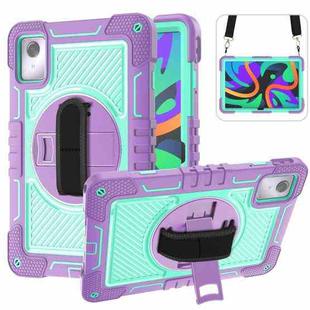 For Lenovo Tab M11 / Xiaoxin Pad 11 2024 360 Degree Rotation PC Contrast Silicone Tablet Case(Purple + Mint Green)