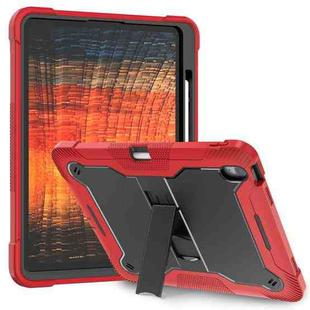 For iPad Air 13 2024 Shockproof Silicone Hybrid PC Tablet Case with Holder(Black + Red)