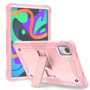 For Lenovo Tab M11 / Xiaoxin Pad 11 2024 Shockproof Silicone Hybrid PC Tablet Case with Holder(Rose Gold)