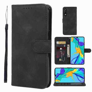 For Huawei P30 Skin Feel Geometric Lines Leather Phone Case(Black)