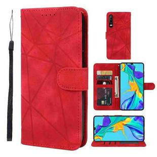 For Huawei P30 Skin Feel Geometric Lines Leather Phone Case(Red)