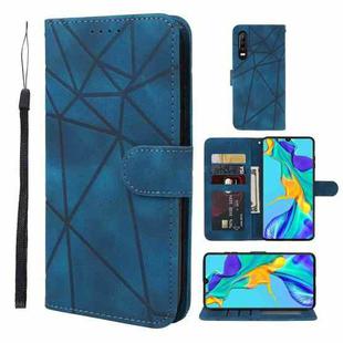 For Huawei P30 Skin Feel Geometric Lines Leather Phone Case(Blue)