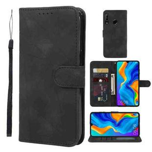 For Huawei P30 Lite Skin Feel Geometric Lines Leather Phone Case(Black)