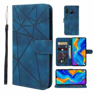 For Huawei P30 Lite Skin Feel Geometric Lines Leather Phone Case(Blue)
