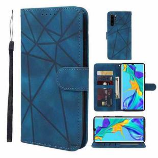 For Huawei P30 Pro Skin Feel Geometric Lines Leather Phone Case(Blue)