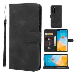 For Huawei P40 Skin Feel Geometric Lines Leather Phone Case(Black)