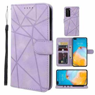 For Huawei P40 Skin Feel Geometric Lines Leather Phone Case(Purple)