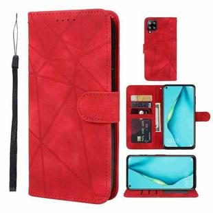 For Huawei P40 Lite Skin Feel Geometric Lines Leather Phone Case(Red)