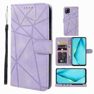 For Huawei P40 Lite Skin Feel Geometric Lines Leather Phone Case(Purple)