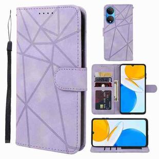 For Honor X7 Skin Feel Geometric Lines Leather Phone Case(Purple)