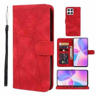 For Honor X30i Skin Feel Geometric Lines Leather Phone Case(Red)