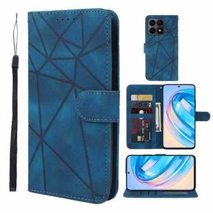 For Honor X8a Skin Feel Geometric Lines Leather Phone Case(Blue)
