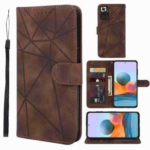 For Xiaomi Redmi Note 10 Pro Skin Feel Geometric Lines Leather Phone Case(Brown)