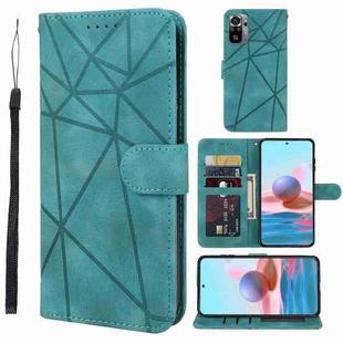 For Xiaomi Redmi Note 10S Skin Feel Geometric Lines Leather Phone Case(Green)