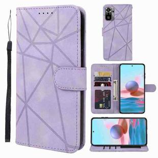 For Xiaomi Redmi Note 10S Skin Feel Geometric Lines Leather Phone Case(Purple)