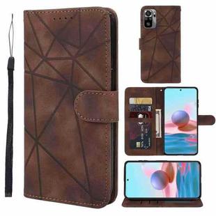 For Xiaomi Redmi Note 10S Skin Feel Geometric Lines Leather Phone Case(Brown)