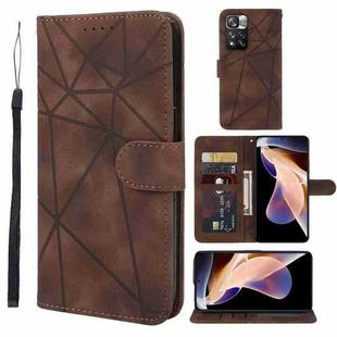 For Xiaomi Redmi Note 11 Pro+ 5G Skin Feel Geometric Lines Leather Phone Case(Brown)