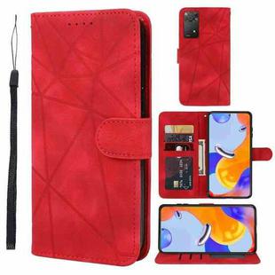 For Xiaomi Redmi Note 11 Global Skin Feel Geometric Lines Leather Phone Case(Red)