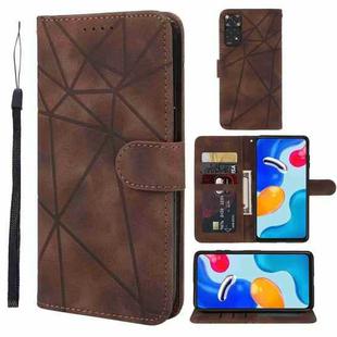 For Xiaomi Redmi Note 11S Skin Feel Geometric Lines Leather Phone Case(Brown)