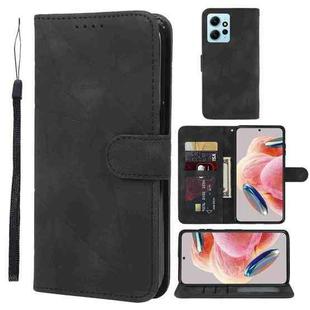 For Xiaomi Redmi Note 12 4G Global Skin Feel Geometric Lines Leather Phone Case(Black)